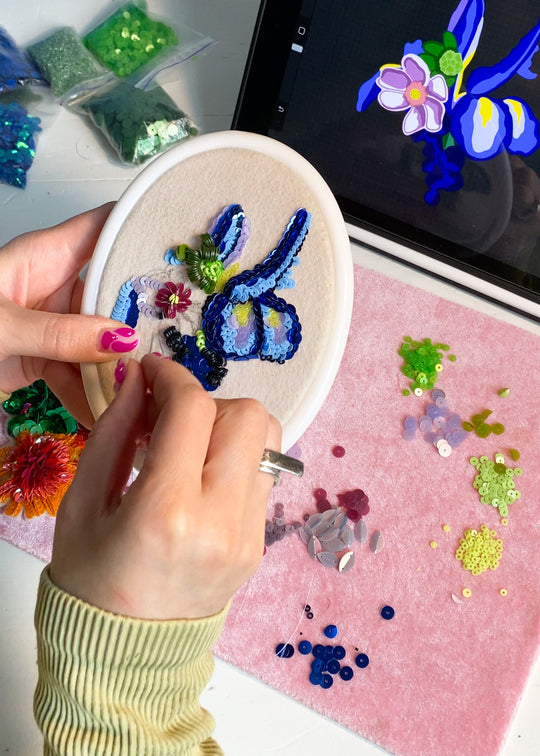 DIY pakket bloemenpatch, blauw