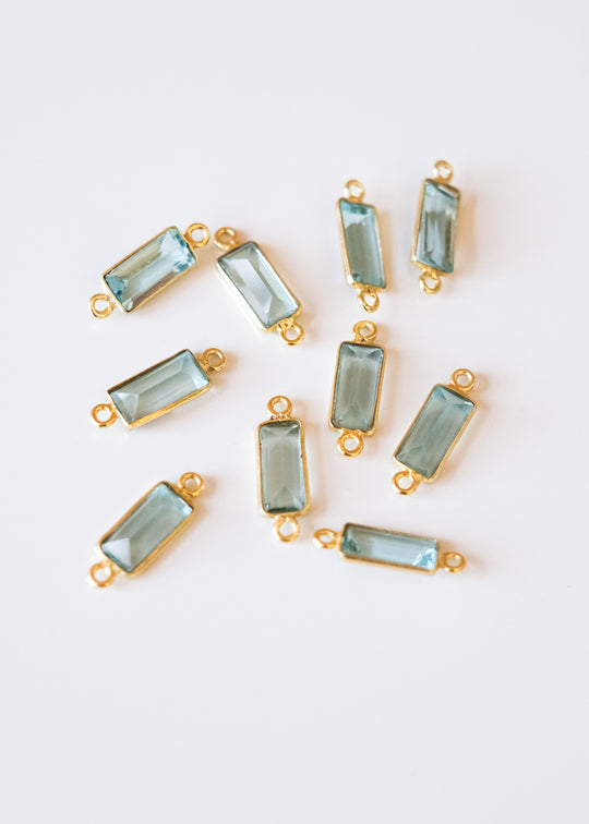 Link baguette london blue kwarts, verguld