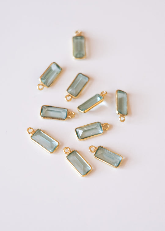 Bedel baguette london blue kwarts, verguld