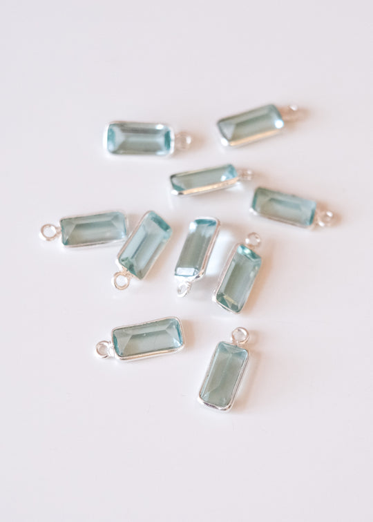 Bedel baguette london blue kwarts, zilver