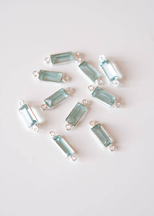 Link baguette london blue kwarts, zilver