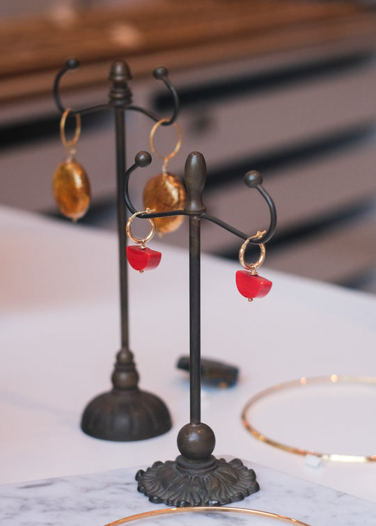 Creool met rood Muranoglas