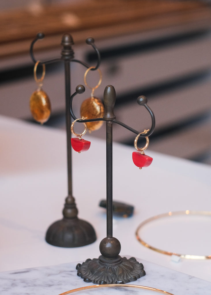 creolen met rood muranoglas