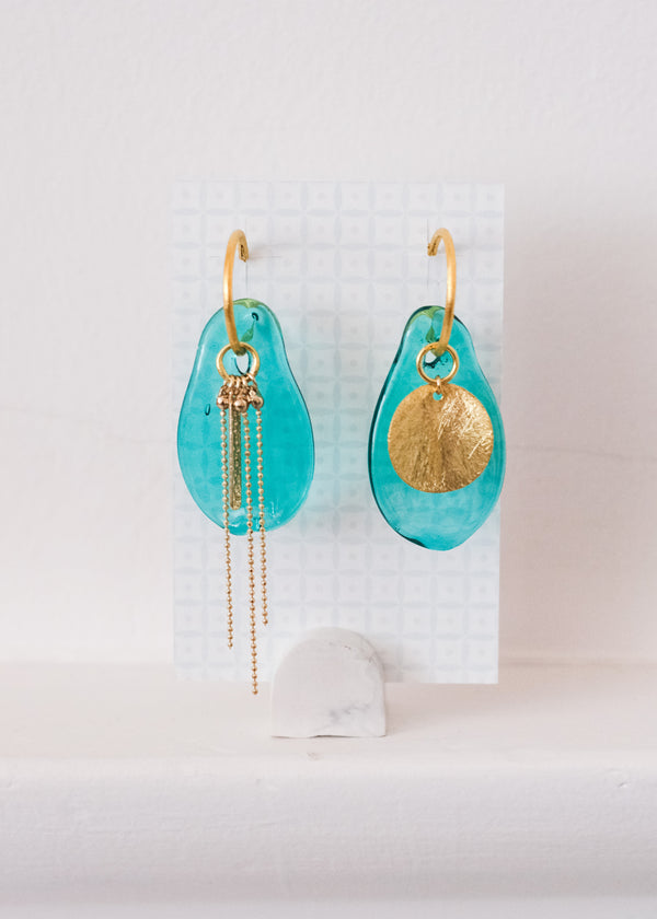 creolen met groene hanger van muranoglas