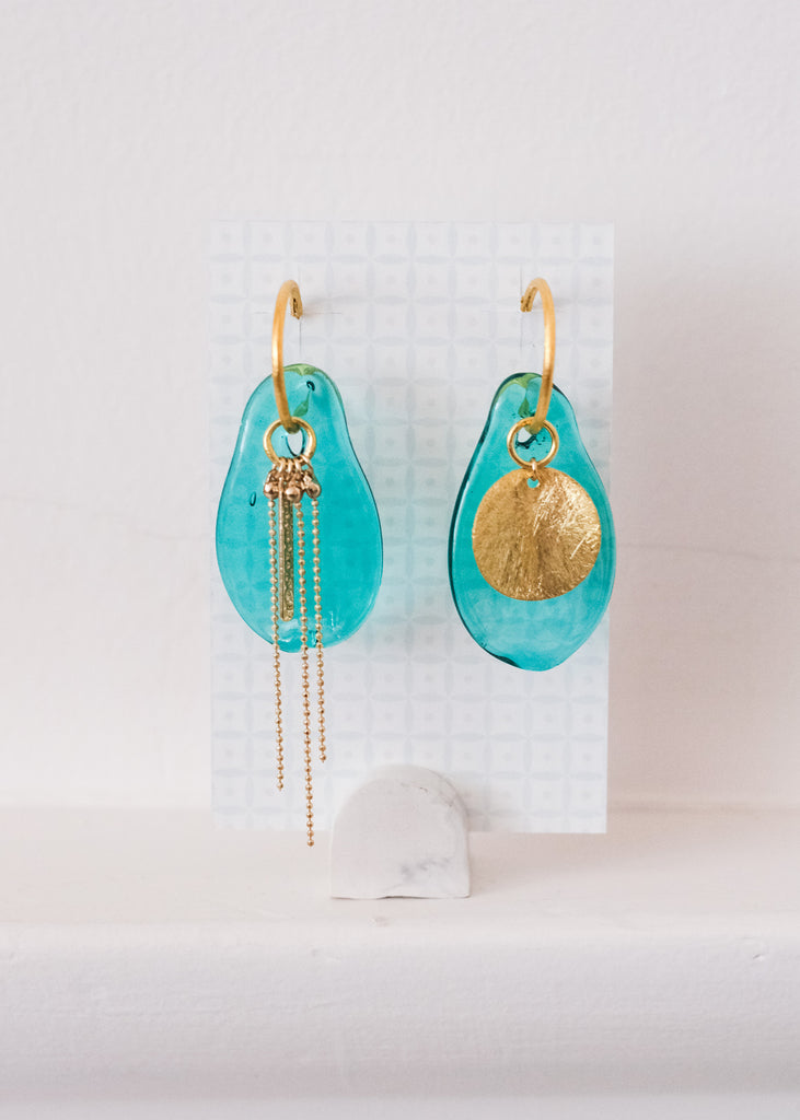 creolen met groene hanger van muranoglas