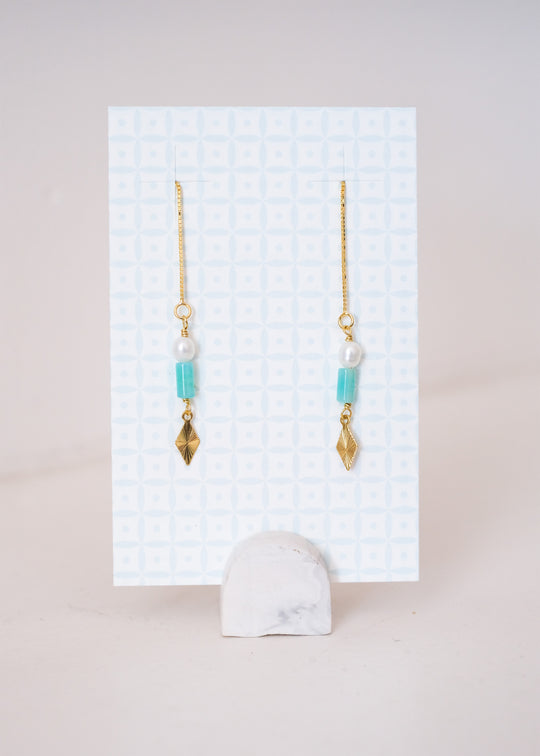 Fijne oorstekers met amazoniet en parel