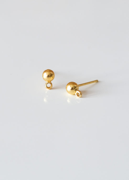 Oorsteker met bolletje, verguld