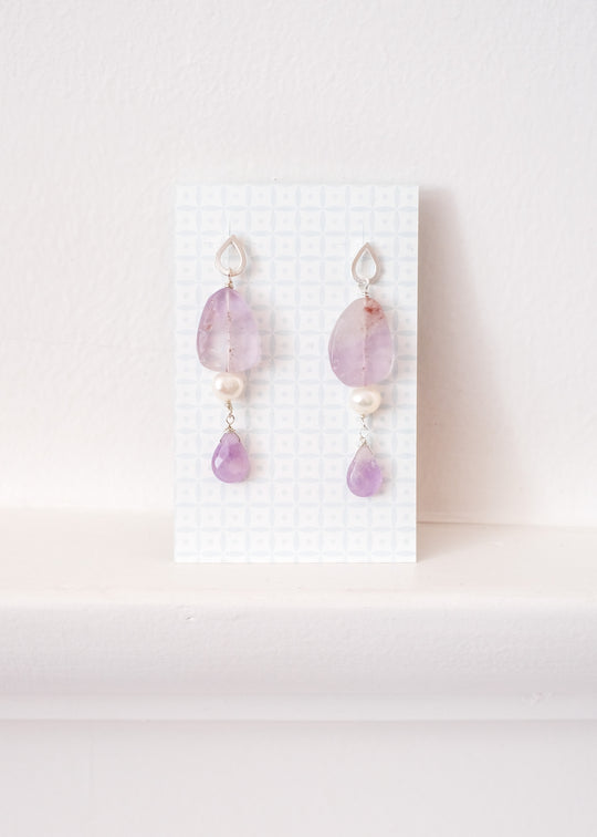 Zilveren oorstekers met amethist