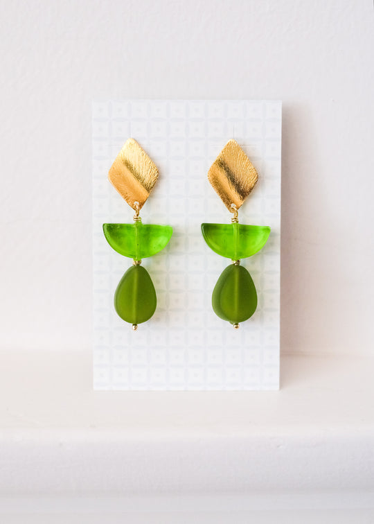 Oorstekers met groen Muranoglas