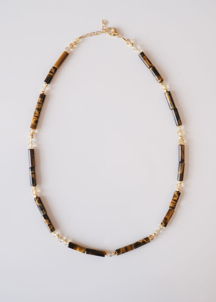 halsketting met tijgeroog en citrine