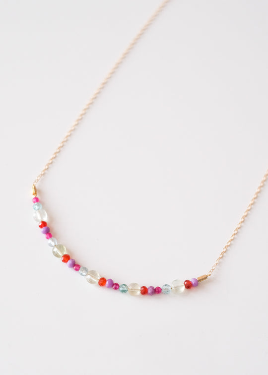 Halsketting met kleurrijke edelsteentjes mix
