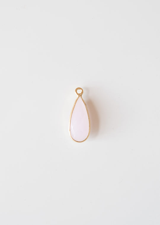 Hanger druppel roze chalcedoon, verguld