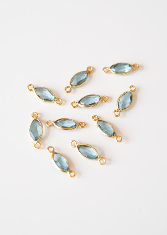 Link navette london blue kwarts, verguld