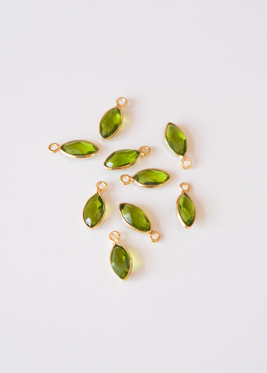 Bedel navette peridot, verguld