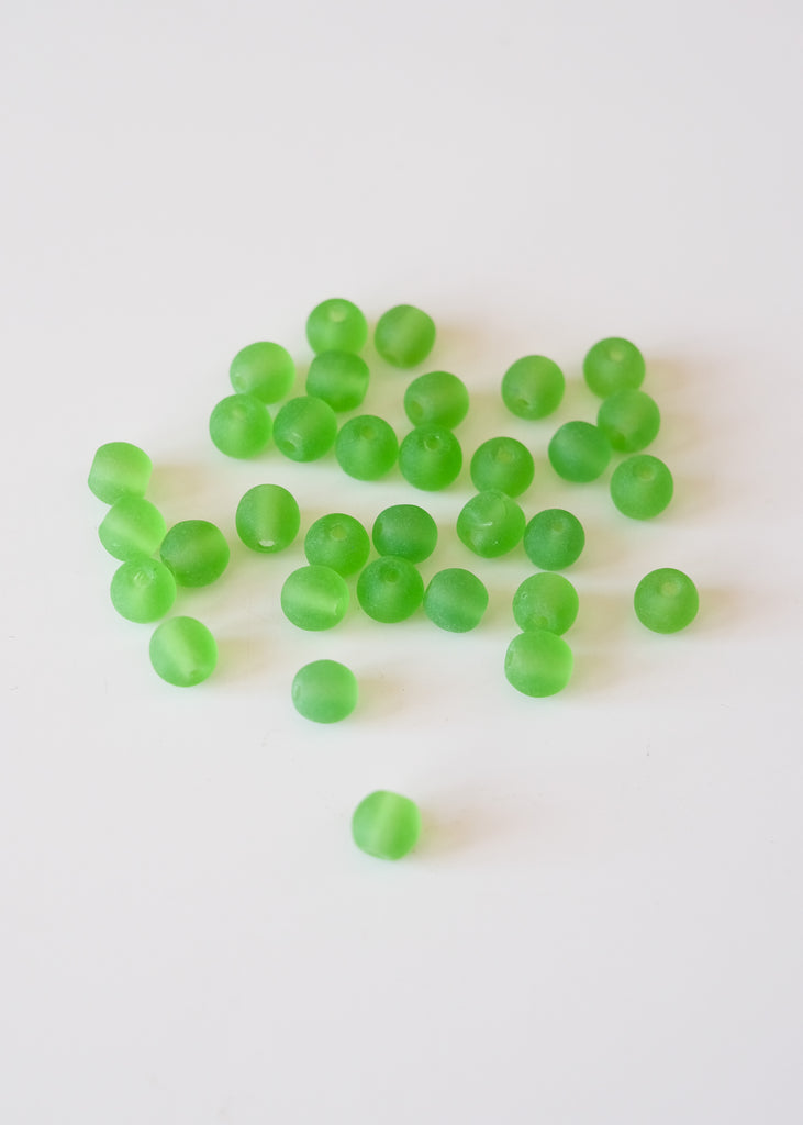 matte groene glaskralen bolletjes