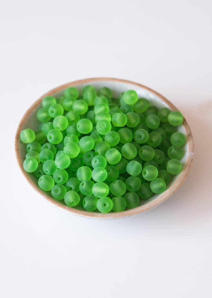 matte groene glaskralen bolletjes