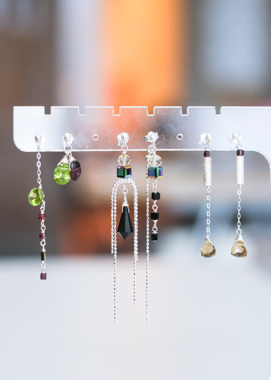 Zilveren oorstekers met champagne kwarts