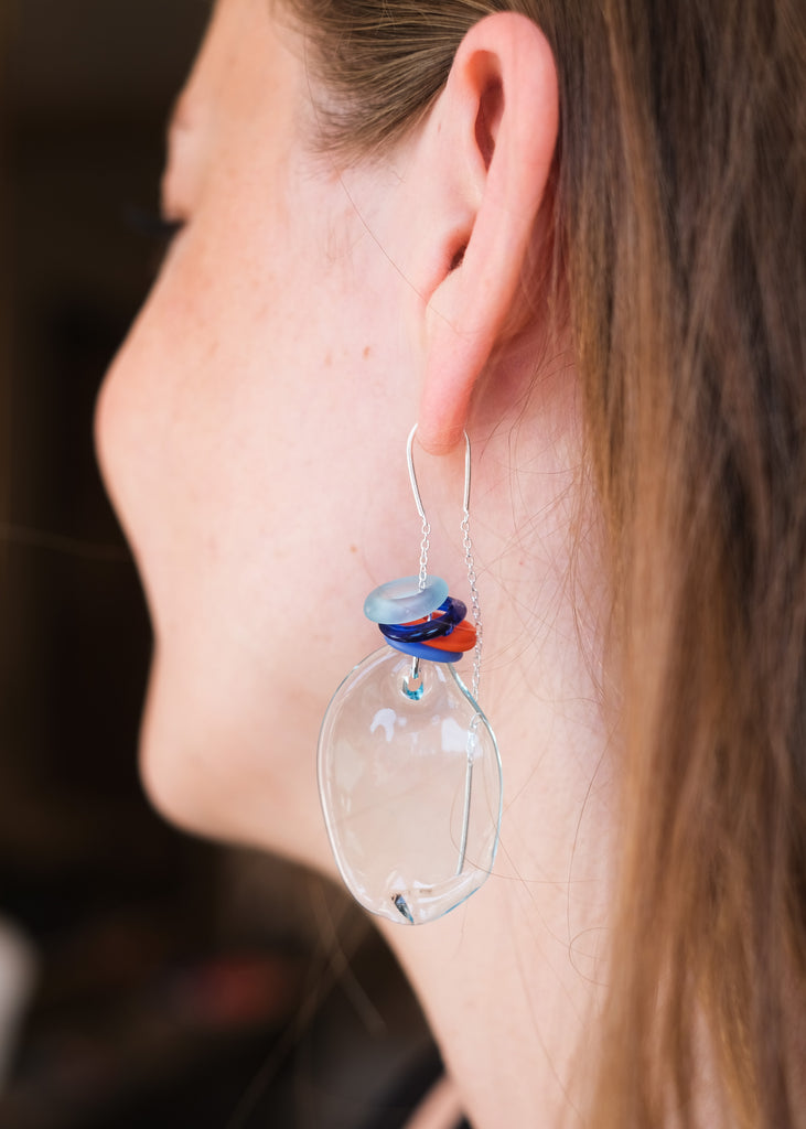 oorbellen met blauw muranoglas