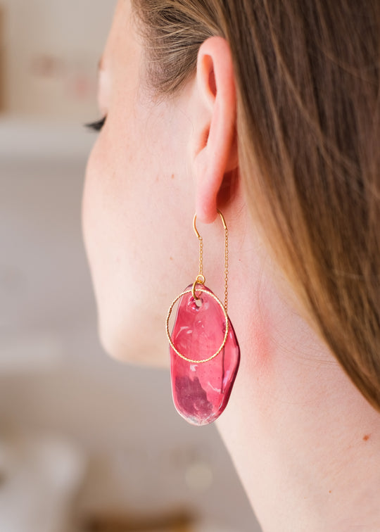 Oorhangers met fuchsia Murano schijfje