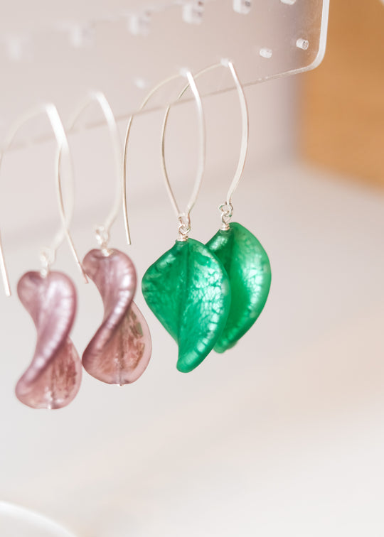 Oorhangers met vintage Muranoglas, groen