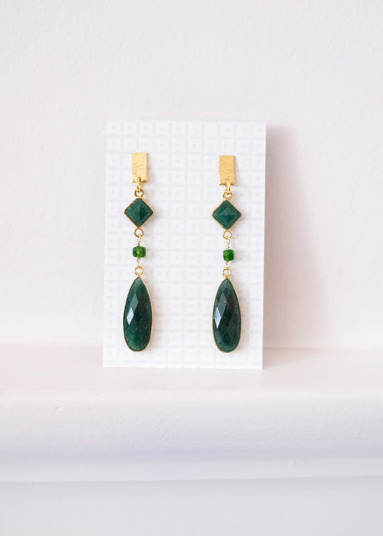 Oorstekers met groene aventurijn