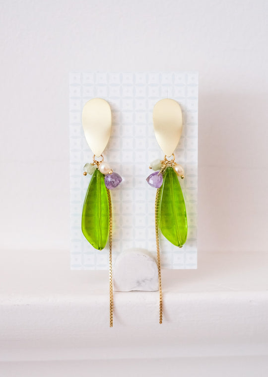 Oorstekers met groen Muranoglas