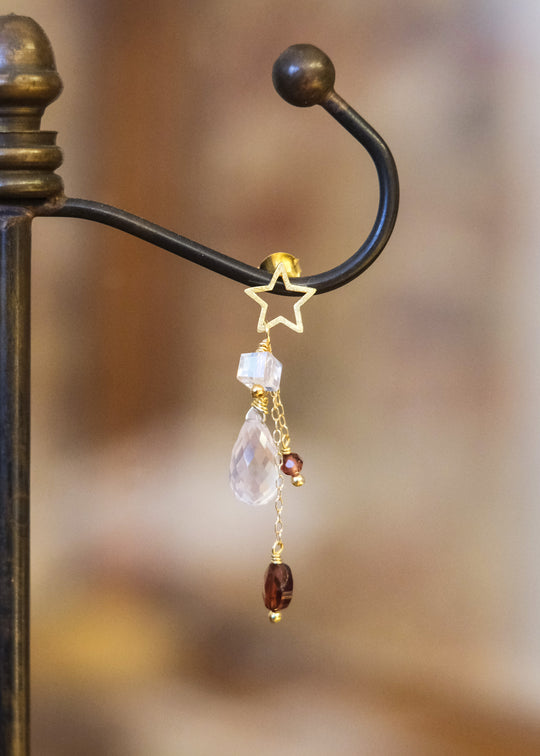 Sterretjes oorstekers met granaat en rozekwarts