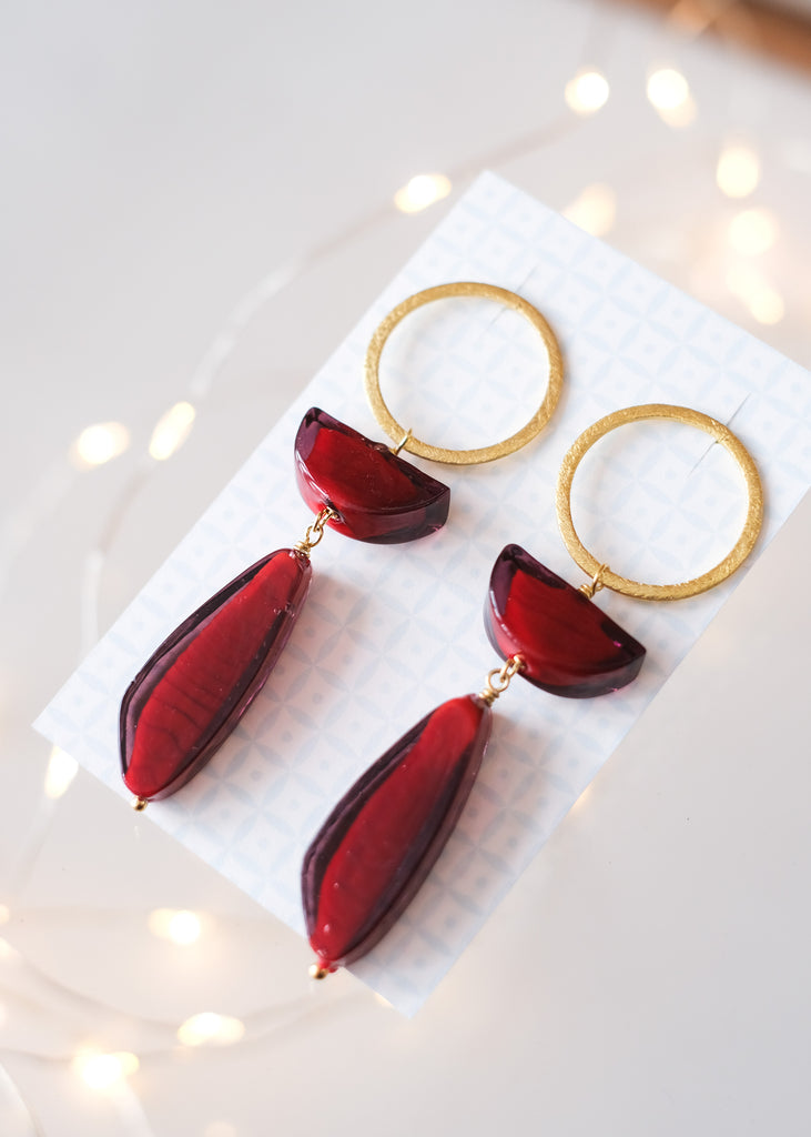 statement oorstekers met wijnrood Muranoglas
