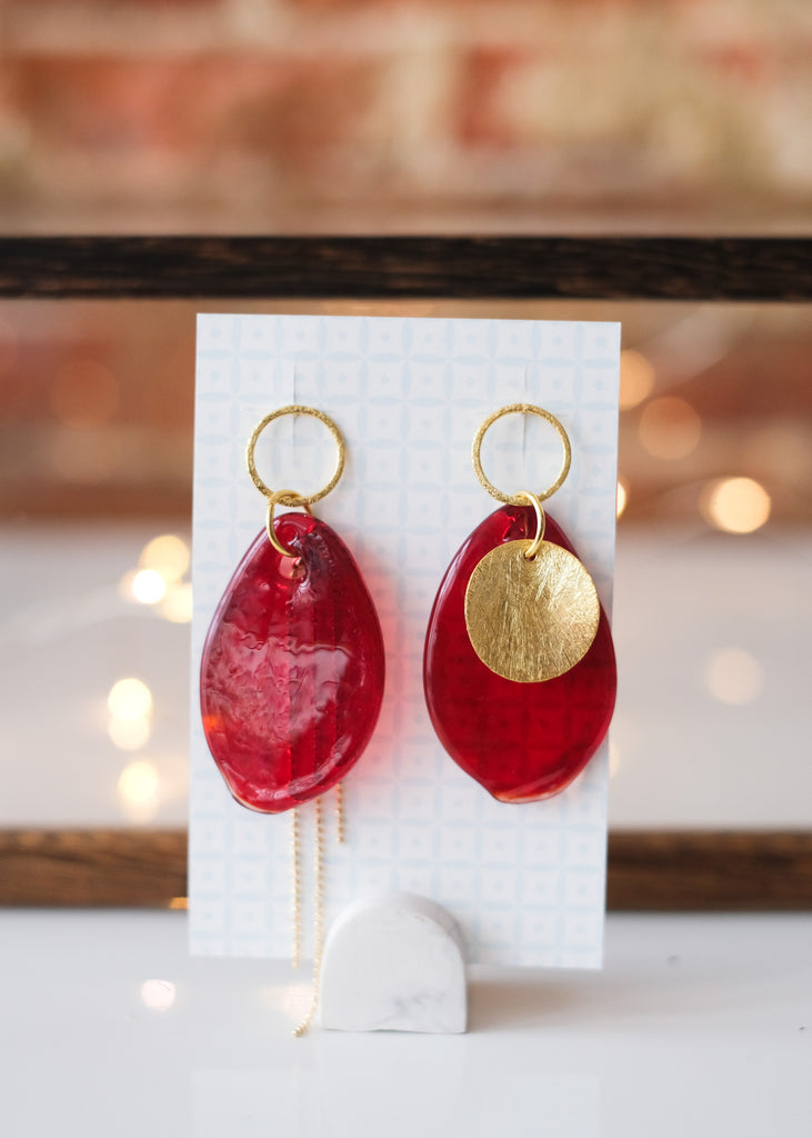 oorstekers met rood muranoglas