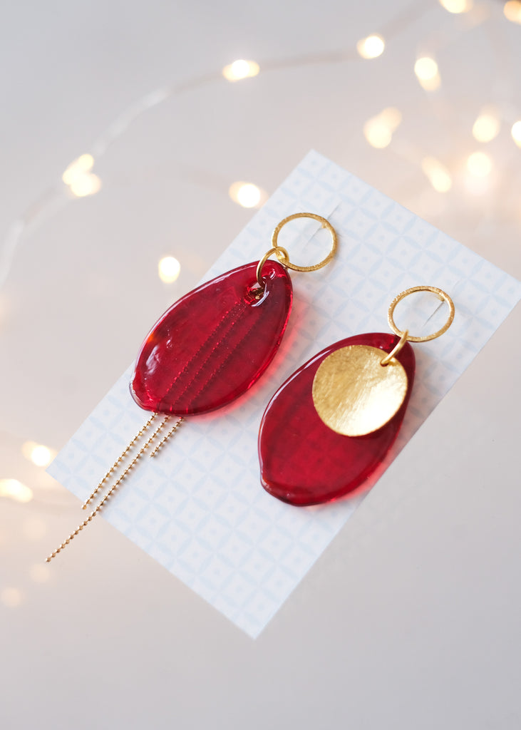 oorstekers met rood muranoglas