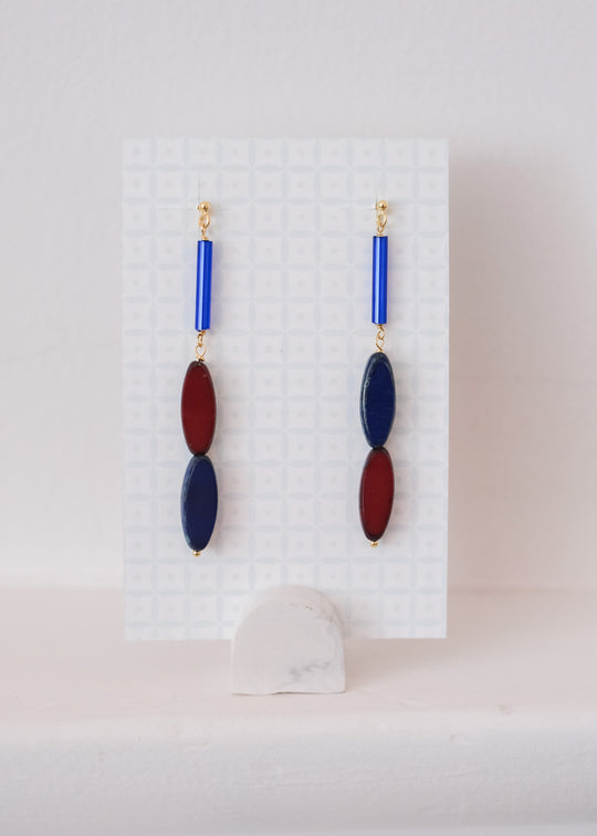 Oorsteker Tsjechisch glas, blauw