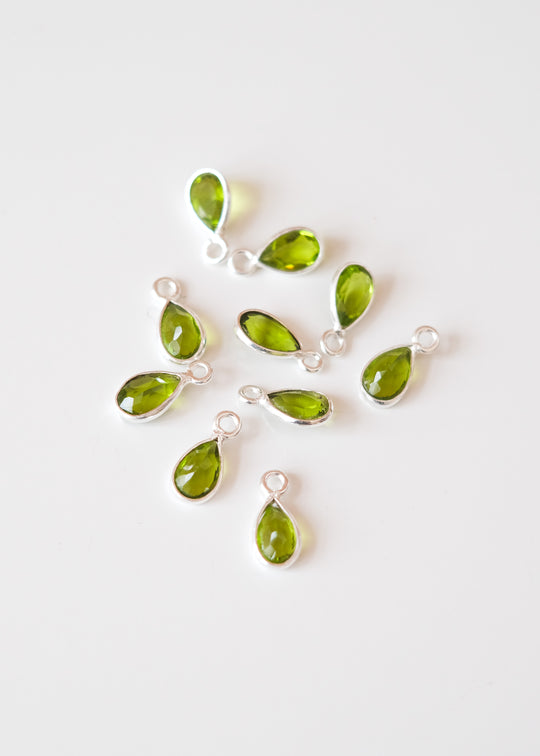 Bedel druppeltje peridot, zilver