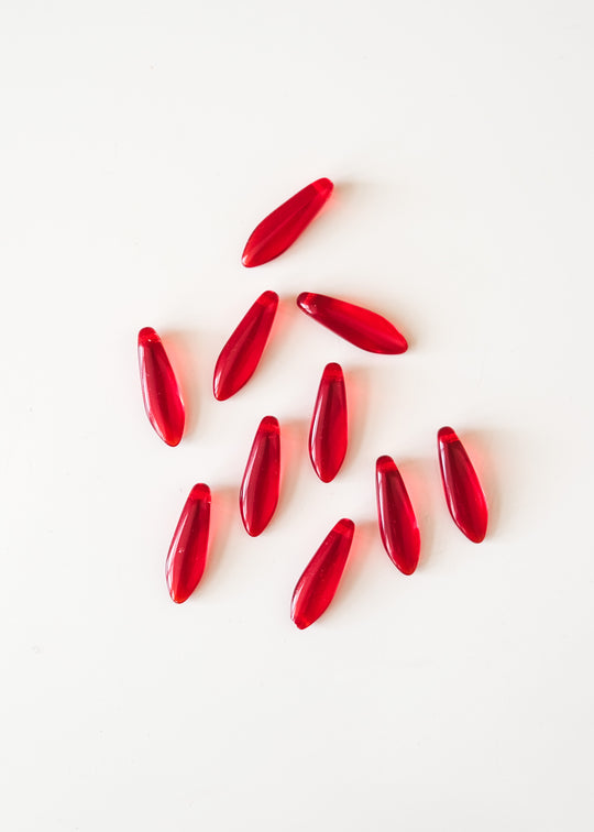 Briolette Tsjechisch glas, rood