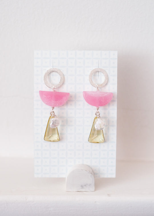 Oorstekers met Muranoglas en lemon kwarts