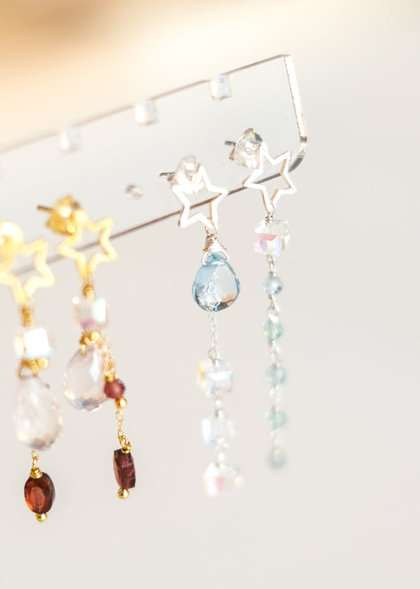 zilveren sterretjes oorstekers met topaas