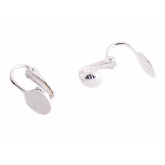 Oorclips met kleefplaatje verzilverd