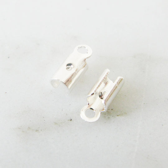 Lederklem 3mm zilverkleurig