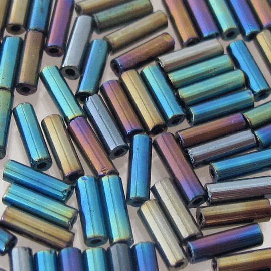 Bugle beads AB finishing 7 mm