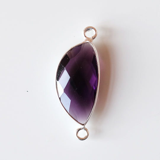 Link halve maan amehist, zilver