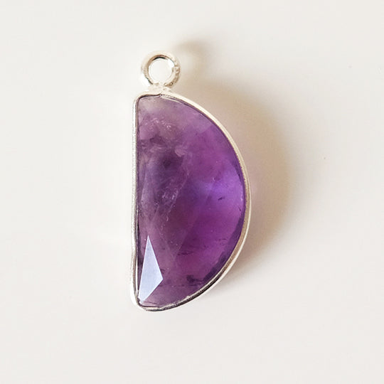 Halve maan amethist, zilver