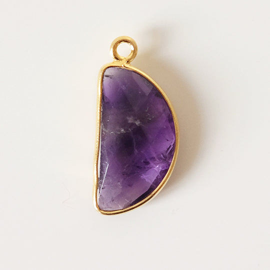 Halve maan amethist verguld