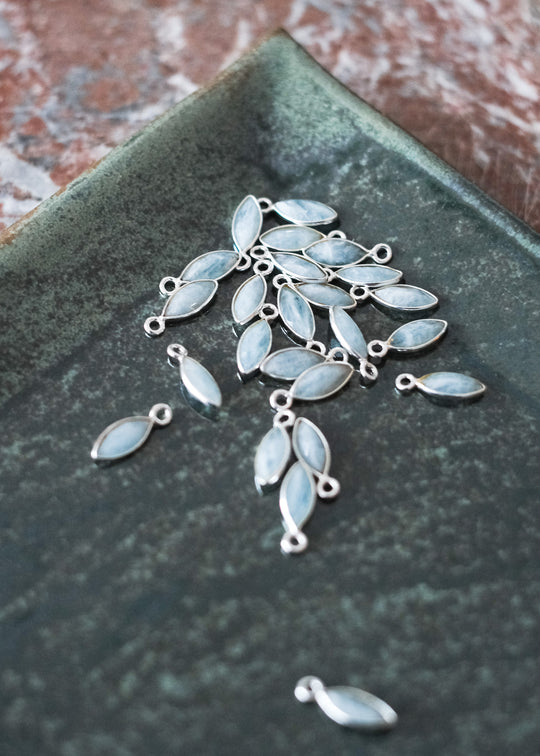 Bedel navette aquamarijn, zilver