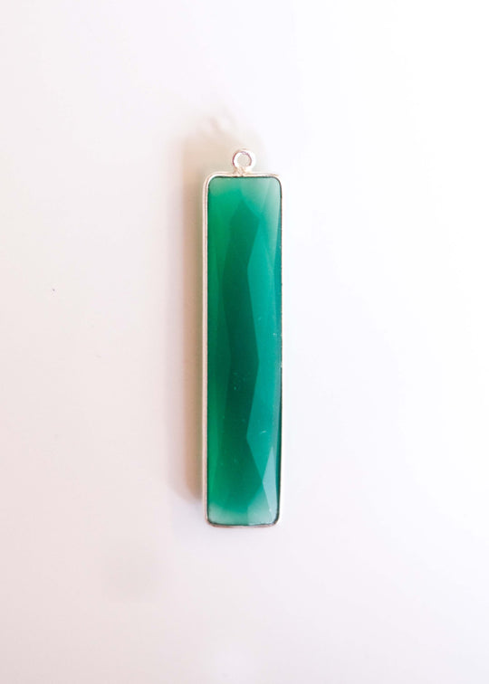 Hanger groene onyx, zilver