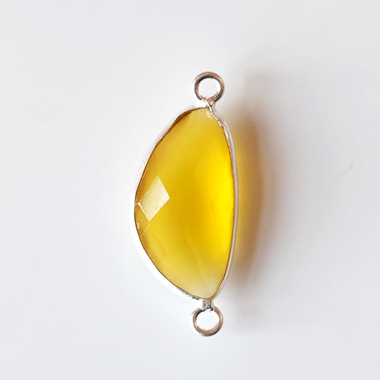 Link halve maan gele chalcedoon, zilver