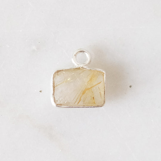 Bedel rechthoek rutielkwarts zilver