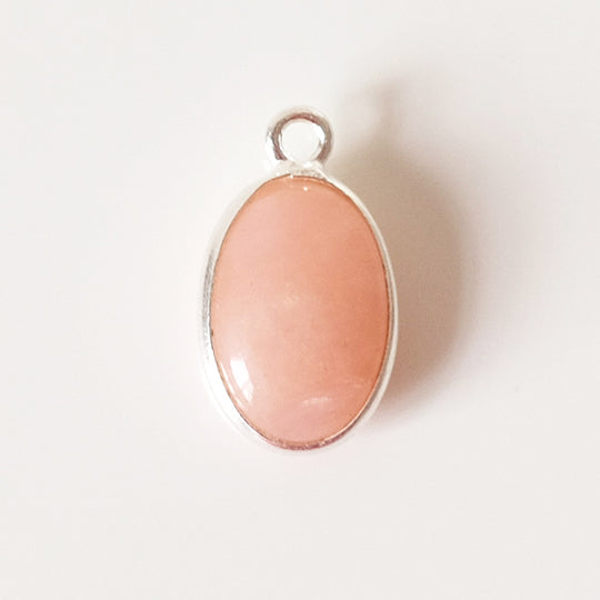 Bedel ovaal roze opaal zilver