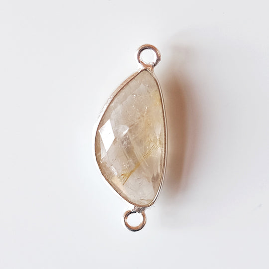 Link halve maan rutielkwarts, zilver