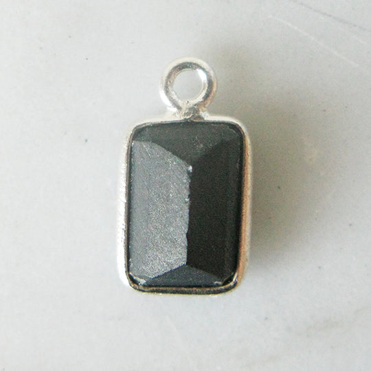 Bedel rechthoekje onyx zilver