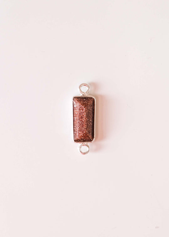 Link baguette goudsteen, zilver