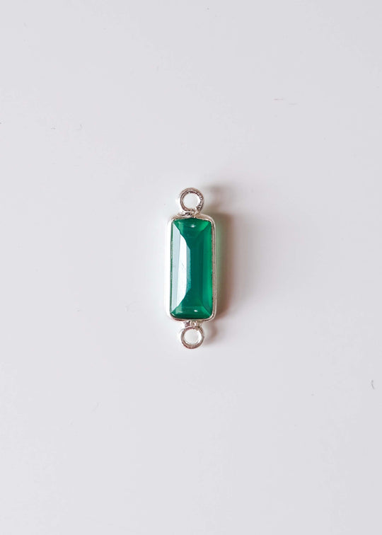 Link baguette groene onyx, zilver